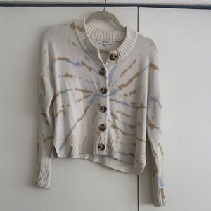 Madewell Cream and Tan Patterned Cardigan